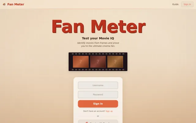 Fan Meter – A movie quiz game where you guess films from frames