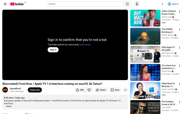 I made a 1:1 clone of Front Row in SwiftUI for modern Macs