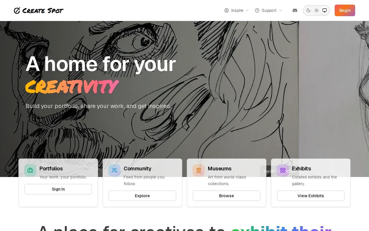 Create Spot for creative inspiration, portfolios and critiques