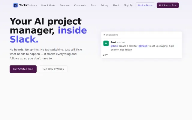 Tickr – AI project manager that lives inside Slack (replaces Jira)