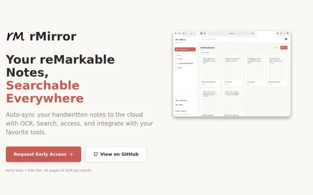 RMirror Cloud – Open-Source OCR and Notion Sync for ReMarkable Tablets