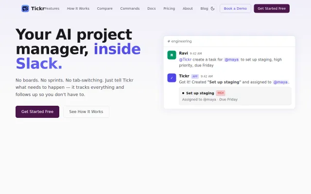 Tickr – AI project manager that lives inside Slack (replaces Jira)