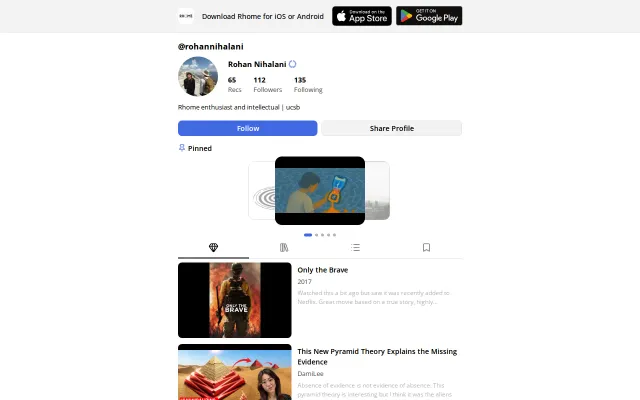 Rhome, a social app for media recs from friends instead of algorithms