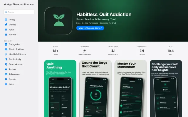 Habitless – A minimalist, privacy-first tracker to quit addictions