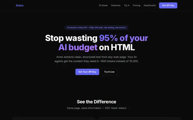 Anno – API that cuts AI web-scraping token costs by 90%