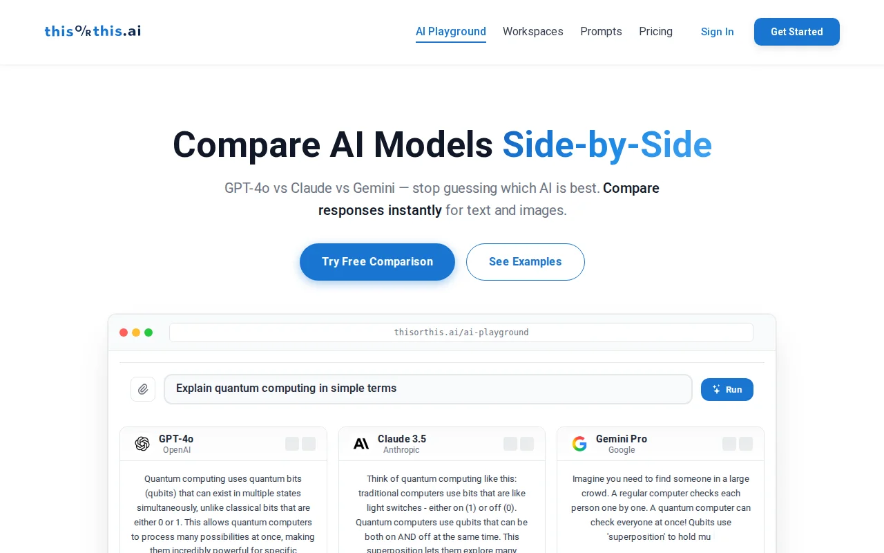 Thisorthis.ai – Compare responses from 50 AI models side-by-side