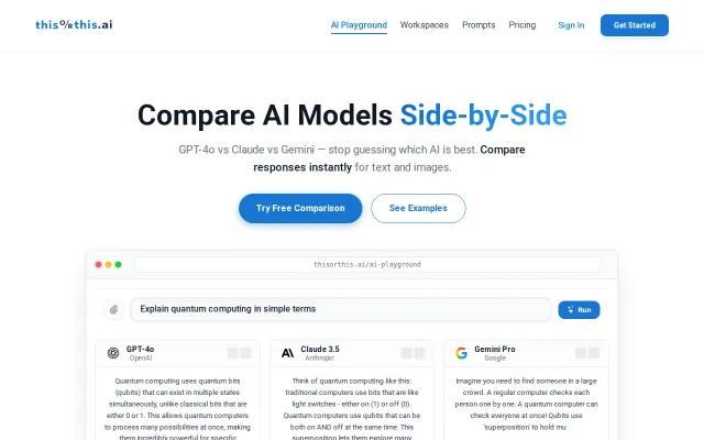 Thisorthis.ai – Compare responses from 50 AI models side-by-side