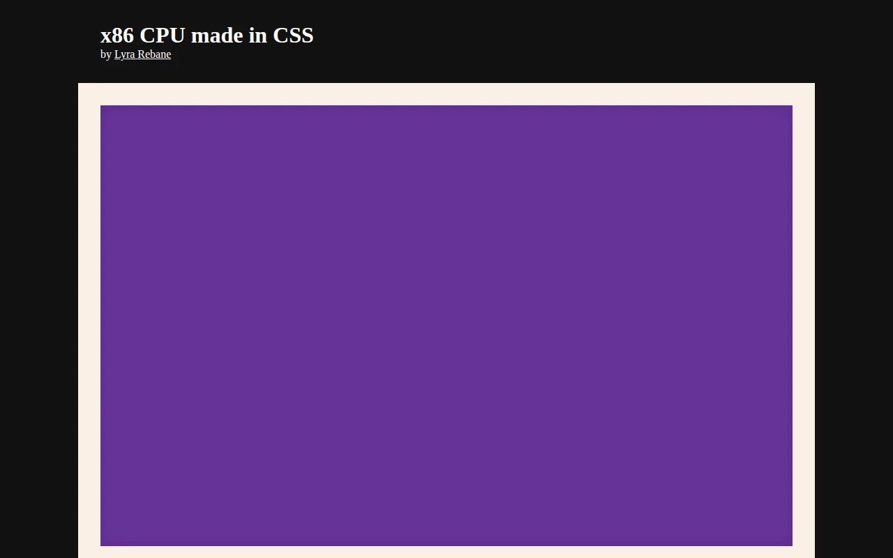 X86CSS – An x86 CPU emulator written in CSS