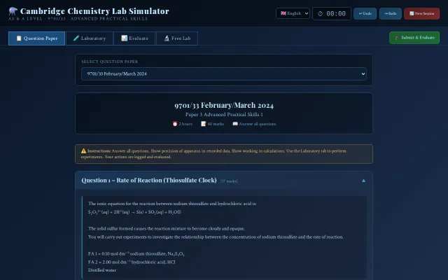 Chemistry Lab Simulator (for AS Level)