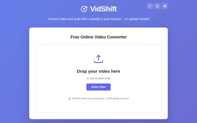 VidShift – Free video converter that runs in the browser