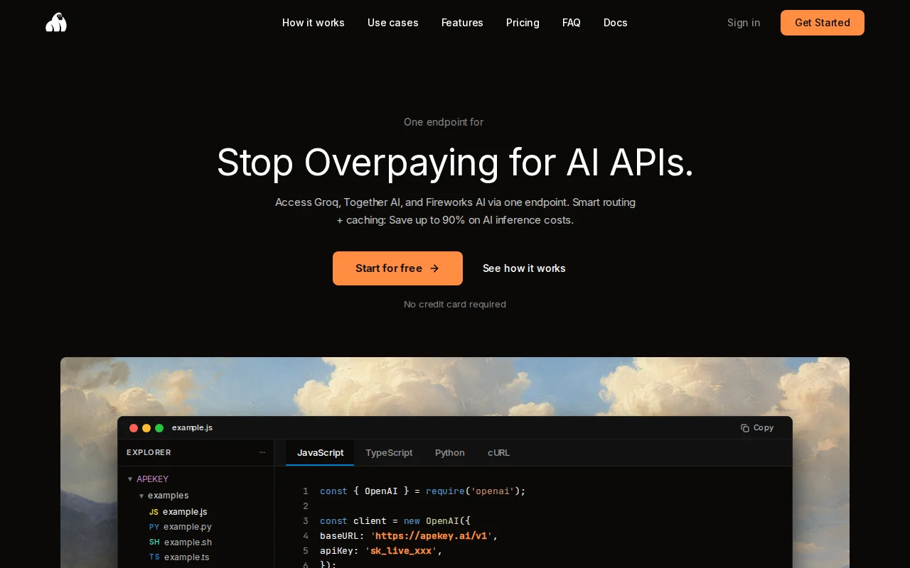 ApeKey – One API for multiple AI providers, predictable pricing