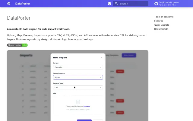DataPorter – Rails engine for data imports