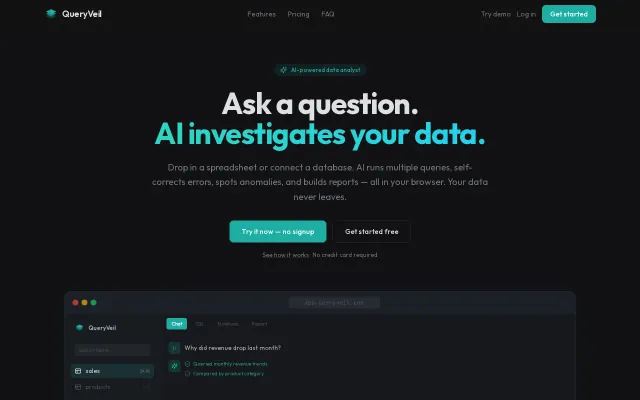 QueryVeil – An AI data analyst that investigates your data