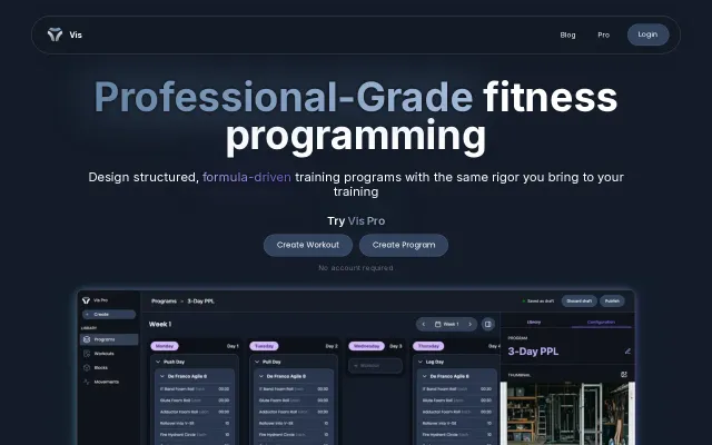 Vis Pro – A Formula-Based Workout Program Editor