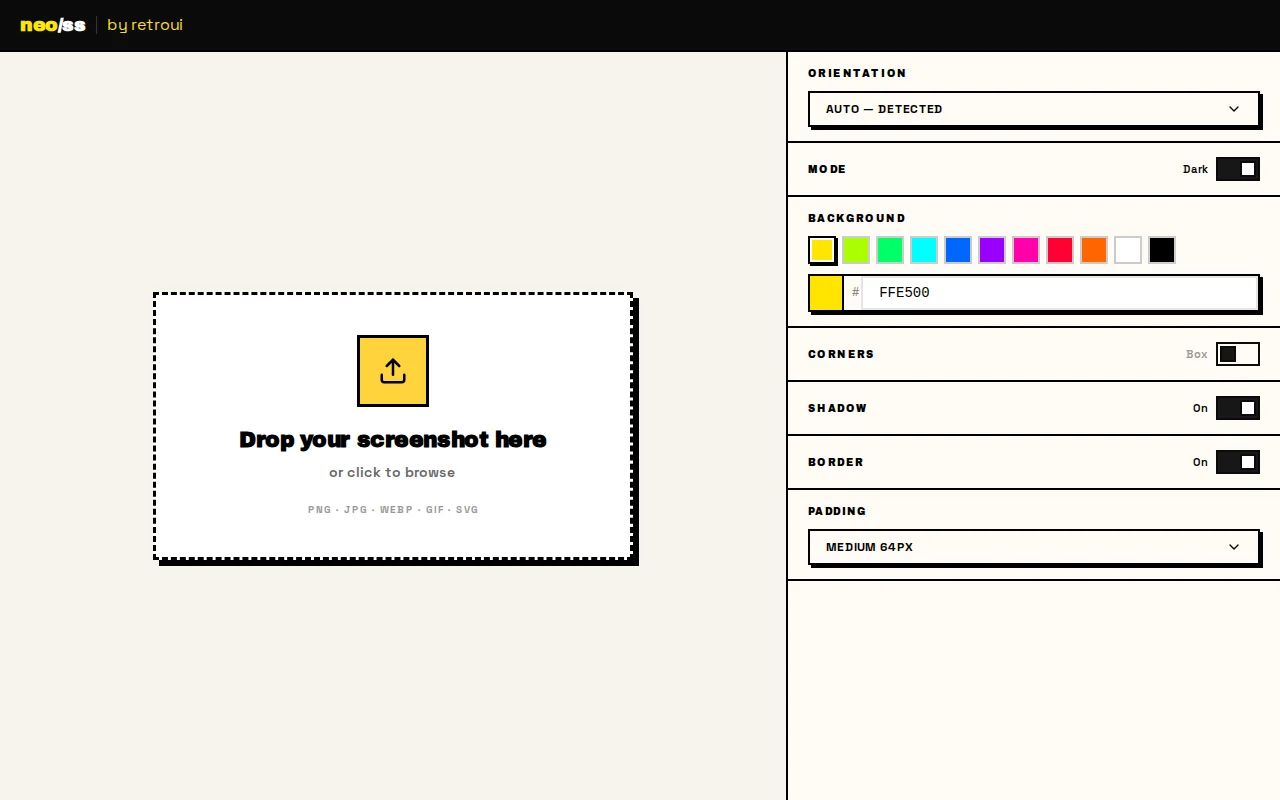 A free tool to turn your boring screenshots brutalist in seconds
