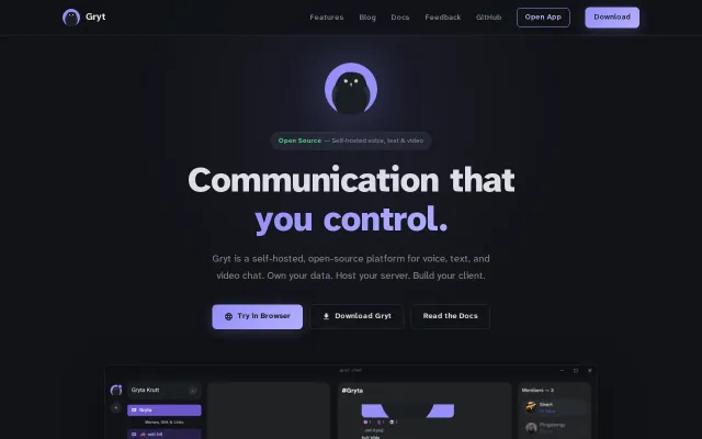 Gryt – self-hosted, open-source Discord-style voice chat