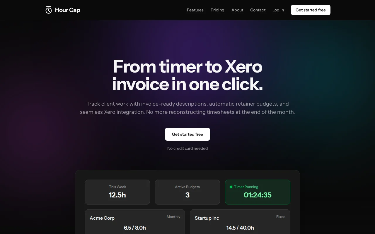 Hour Cap – From timer to Xero invoice in one click