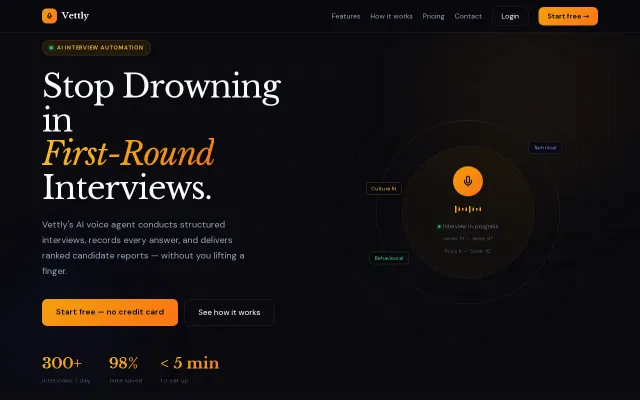 Vettly – AI voice agent that conducts first-round interviews