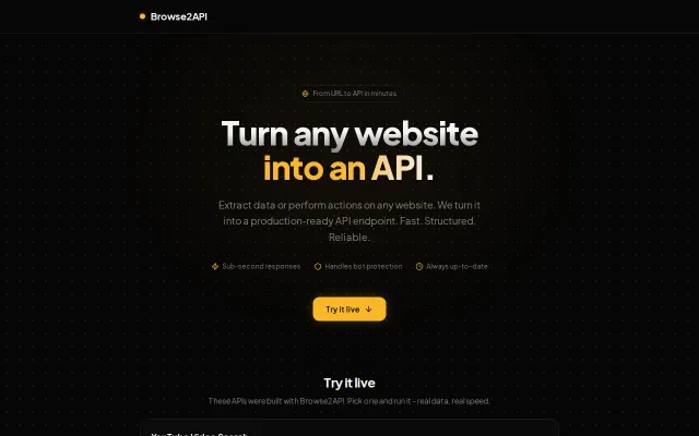 Browse2API – Turn any website into an API