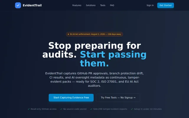 EvidentTrail – Turn GitHub activity into continuous SOC2 audit evidence