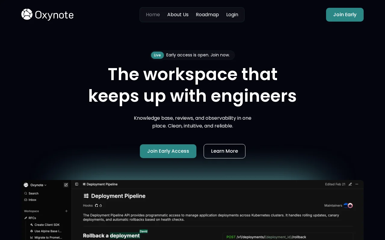 Oxynote – Technical knowledge base with live Prometheus charts