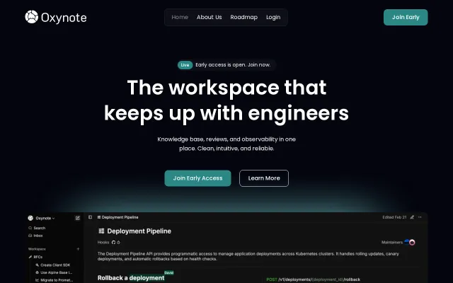 Oxynote – Technical knowledge base with live Prometheus charts