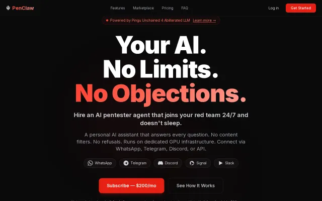 Penclaw.ai hire OpenClaw tenant for pentesting