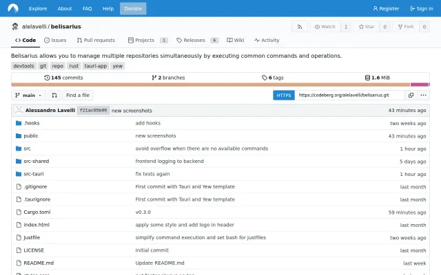 Belisarius, one app to manage many repo
