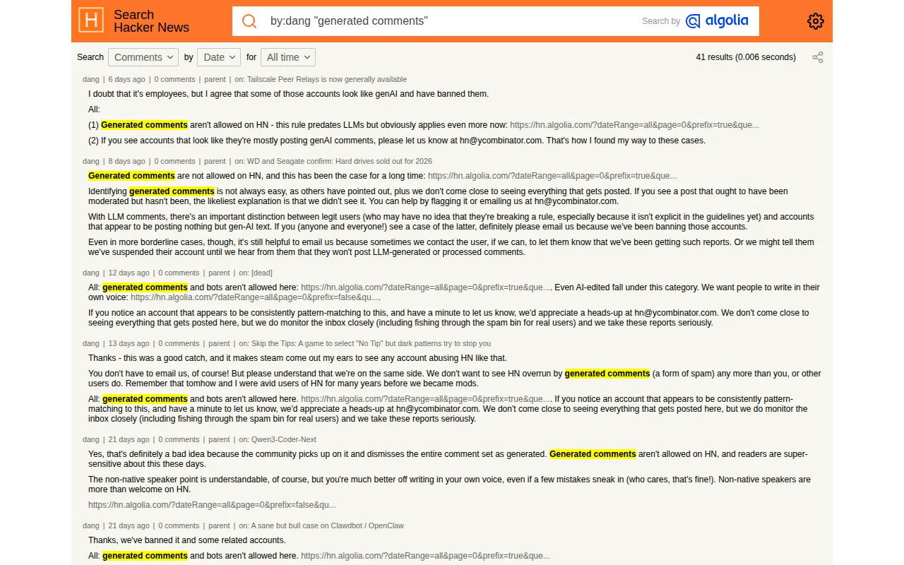 I built an LLM comment detector for HN (I got banned)