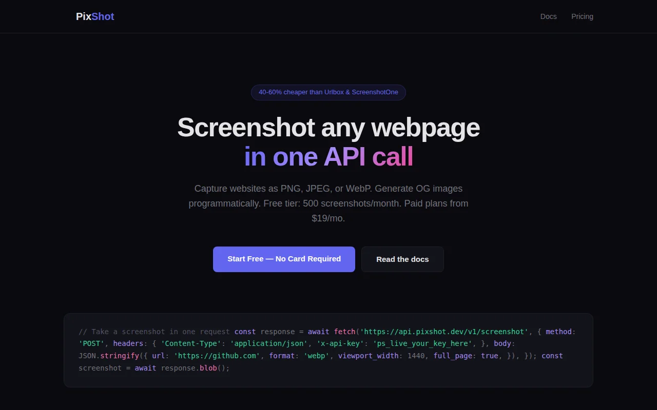 PixShot – Screenshot and OG Image API
