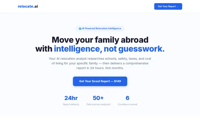Relocate.ai – AI reports for families moving abroad