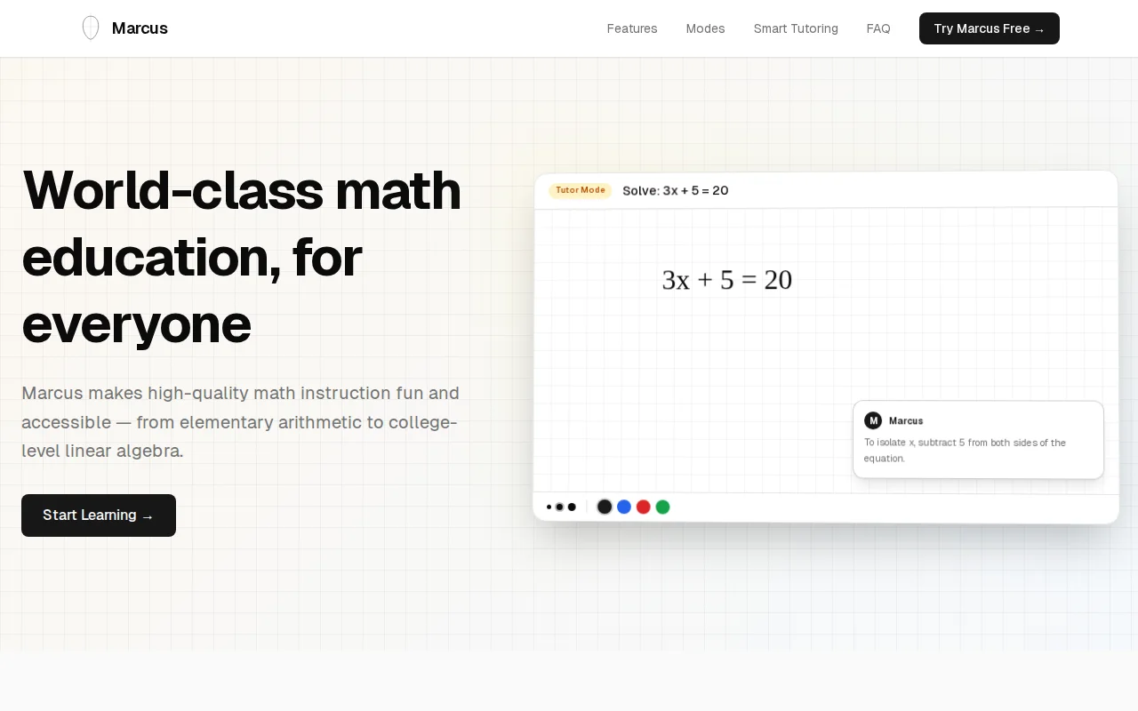 Marcus –AI math tutor that guides you to answers instead of giving them