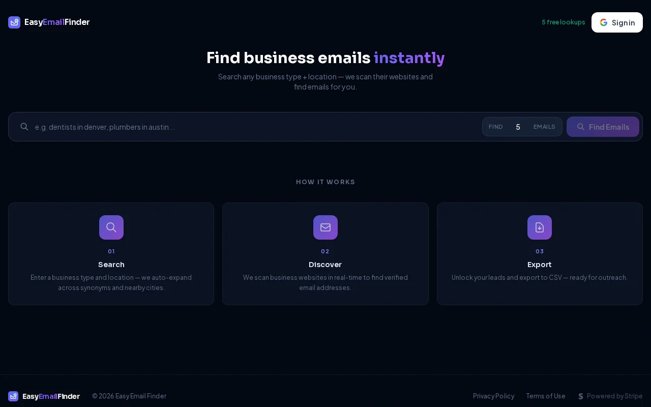Easyemailfinder.com (5 Free Credits)