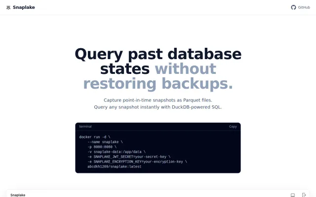 Snaplake – Query past database states without restoring backups