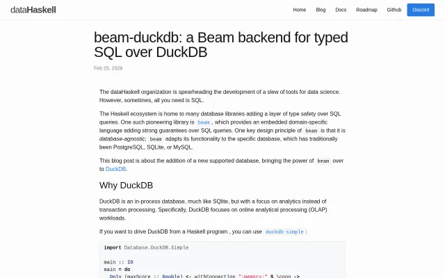 Typed overlay over SQL now supports DuckDB
