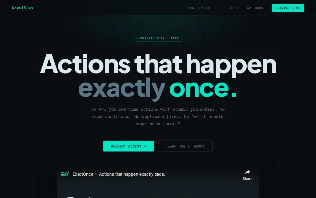 ExactOnce – API for actions that can only happen once