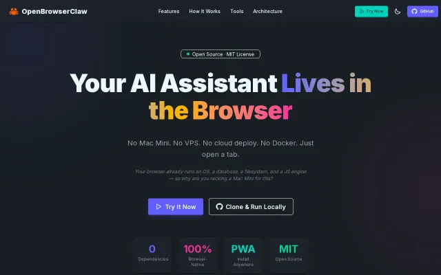 OpenBrowserClaw: Browser-native Claw assistant, zero infrastructure