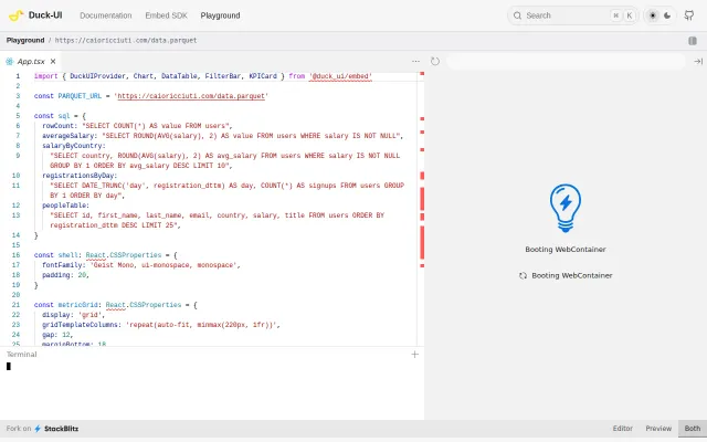 Duck-UI Embed – SQL-Powered React Dashboard Components with DuckDB-WASM
