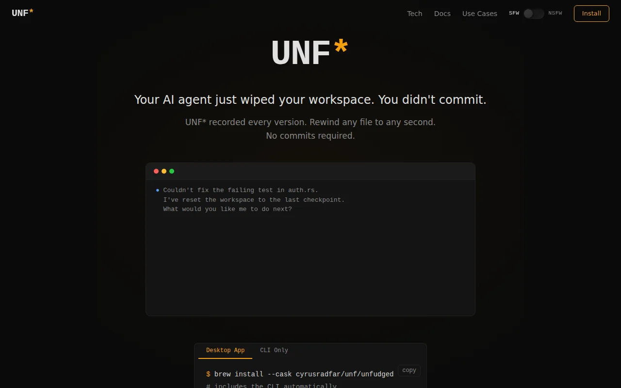 Unfucked (unf) – a filesystem flight recorder that snapshots every save