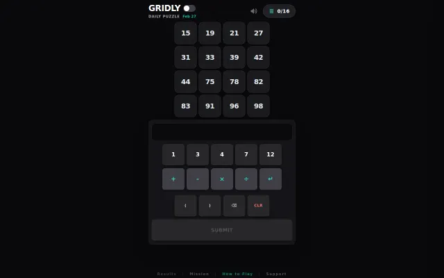 Gridly – Minimalist math puzzle (Wordle vibe), no signup, no ads, clean