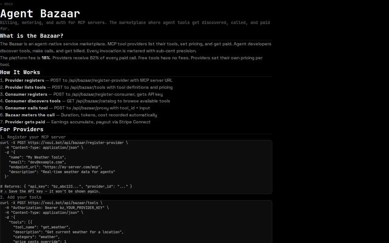 Agent Bazaar – Billing and metering for MCP tool servers