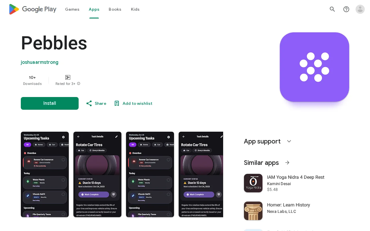 Pebbles – recurring reminders for stuff you forget