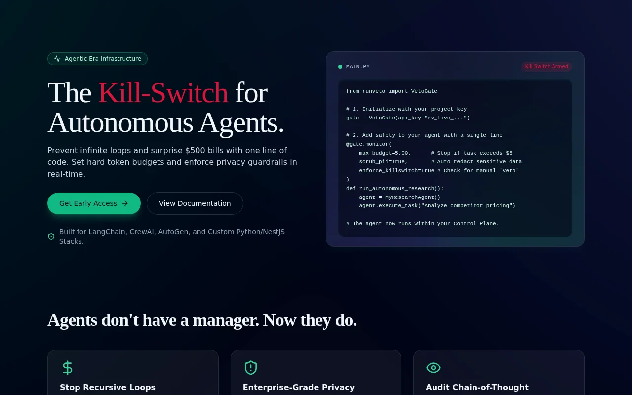 RunVeto – A Simple Kill Switch for Autonomous AI Agents