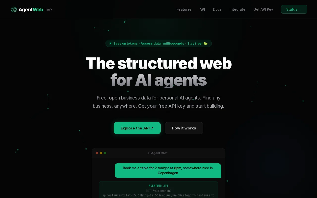 AgentWeb – Free business directory API for AI agents (11M+ businesses)