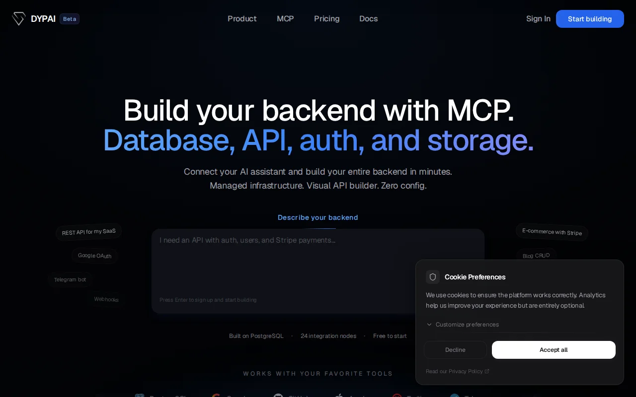 Dypai – Build back ends via MCP