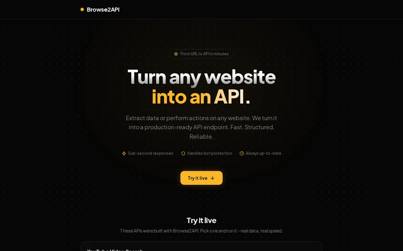 Browse2API – Turn any website into an API