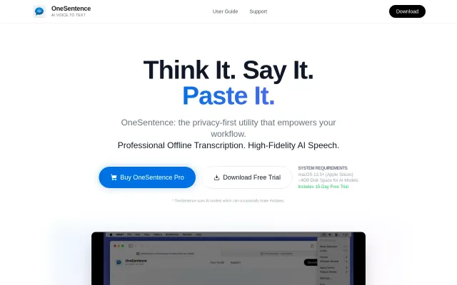 OneSentence – An offline macOS voice utility built entirely with AI