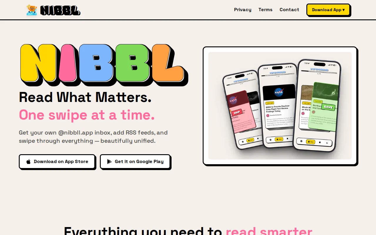 Nibbl – I moved 30 newsletters out of my inbox into one swipeable feed