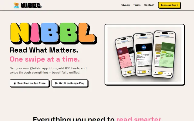 Nibbl – I moved 30 newsletters out of my inbox into one swipeable feed