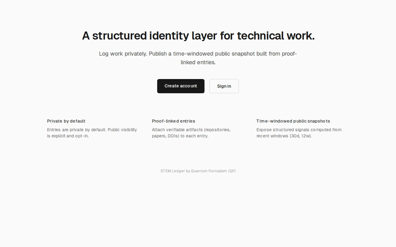 QF STEM Ledger – Logging Structured Cognitive Work